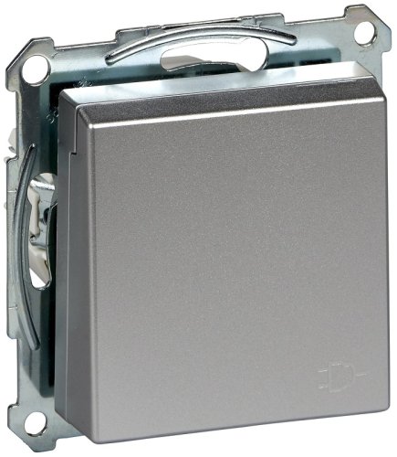 Розетка с заземлением без рамки Schneider Electric Merten System M 1-м. крышка алюминий   картинка